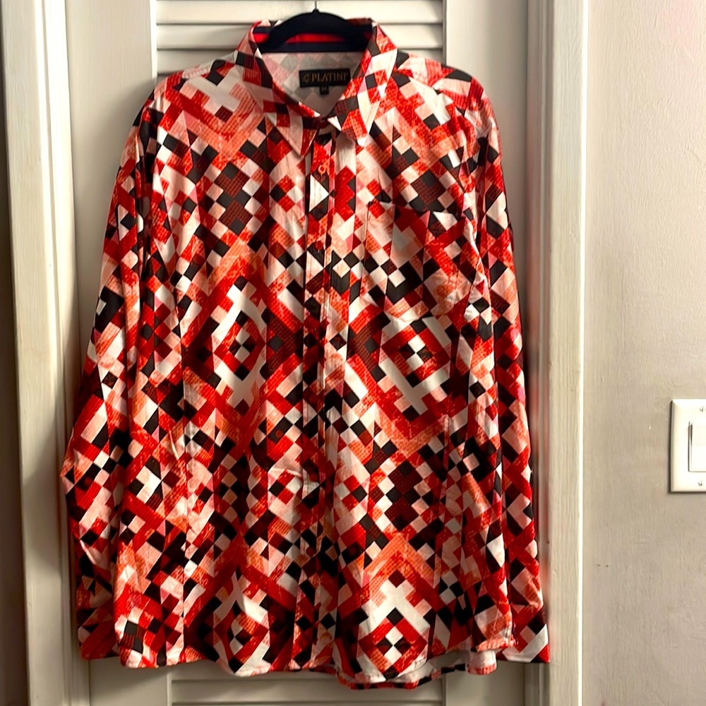 Platini NWOT Mens Western Print Button Down Shirt Size 3XL